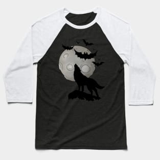 Full Moon Wolf Howl Baseball T-Shirt